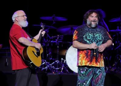 Kyle Gass, left, and Jack Black of Tenacious D perform at the Theater at Virgin Hotels Las Vegas on Dec. 30, 2022, in Las Vegas.